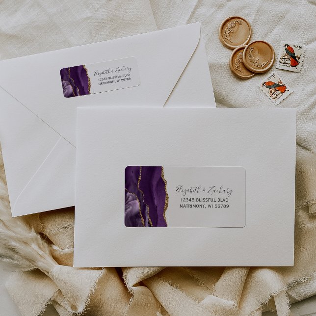 Chic Purple Gold Wedding Return Address (Creator Uploaded)