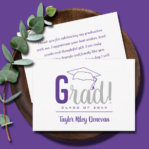 Chic Purple Grad Cap Graduation Card