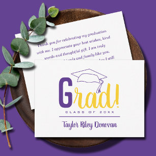 Chic Purple Grad Cap Graduation Card