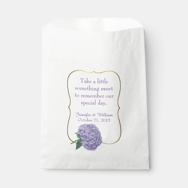 Chic Purple Hydrangea Custom Wedding Favour Bag (Front)