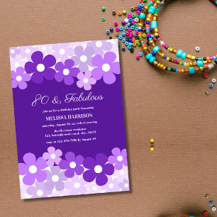 Chic Purple Lavender Flower 80 Fabulous Birthday Invitation