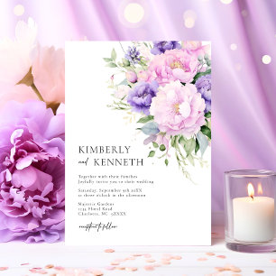 Chic Purple Lavender Pink Violet Floral Wedding  Invitation