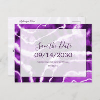 Chic Purple Marble Tie Dye Wedding Save the Date
