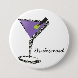 chic purple martini 7.5 cm round badge