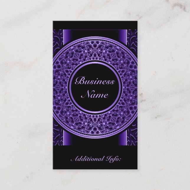 Chic Purple Medallion Business Card 2 (Front)