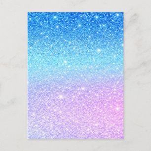 Chic Purple Ombre Blue Glitter Modern              Postcard