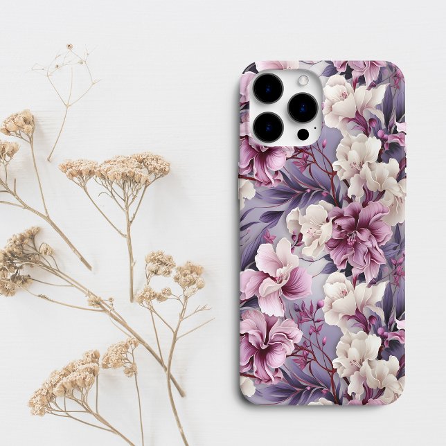 Chic Purple Orchid Floral  Case-Mate iPhone Case (Elegant orchid floral iPhone case)