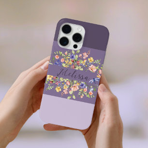 Chic Purple Palette Blooms Wildflowers iPhone 15 Pro Max Case