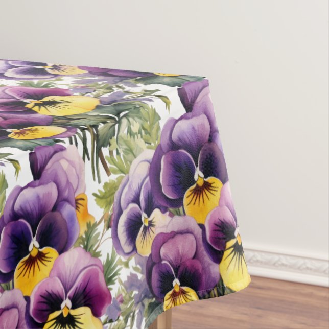 Chic Purple Pansy Pansies Tablecloth (In Situ)