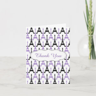 Chic Purple Paris Eiffel Tower Party Thank you Card