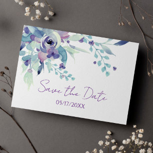 Chic Purple Pastel Floral Wedding Save The Date Postcard