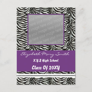 chic purple photo Graduation Invitation Postcard