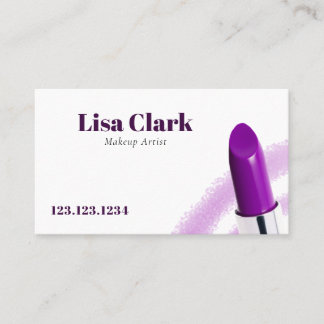 Chic Purple Shiny Lipstick Beauty Makeup Artist  Business Card