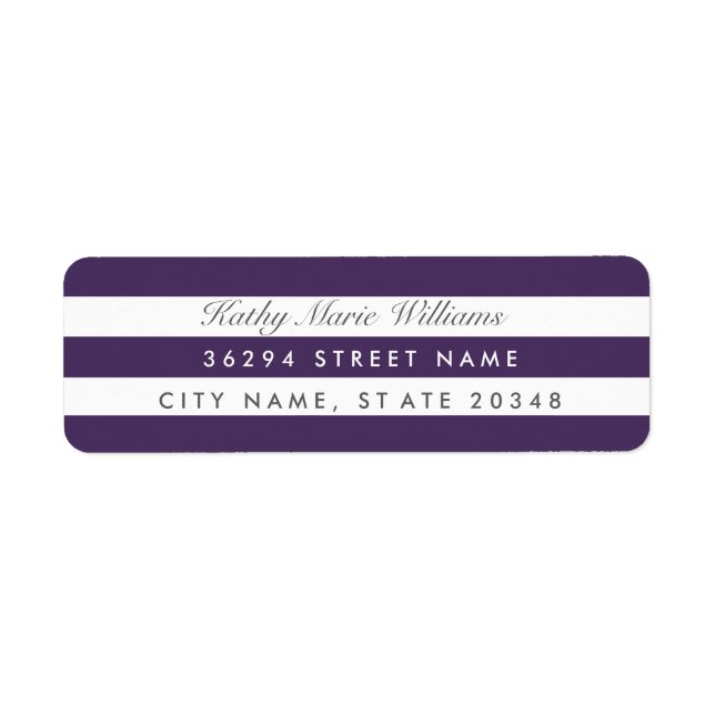 Chic Purple Striped Address Labels (Front)