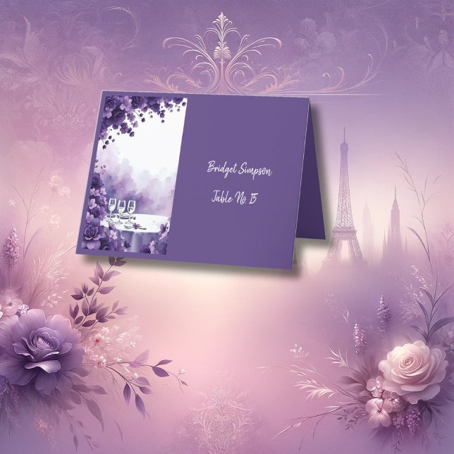 chic Purple Wedding Eiffel Tower Magic guest card (Creator Uploaded)