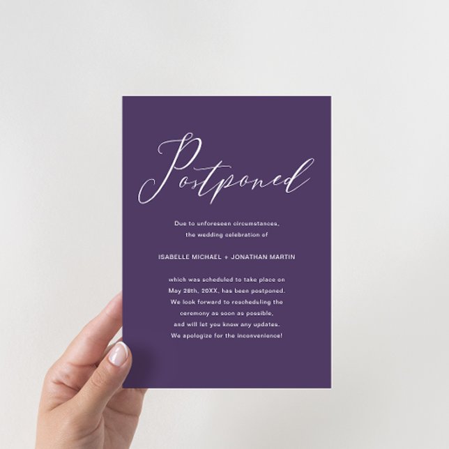 Chic Purple Wedding Postponement Announcement (Creator Uploaded)