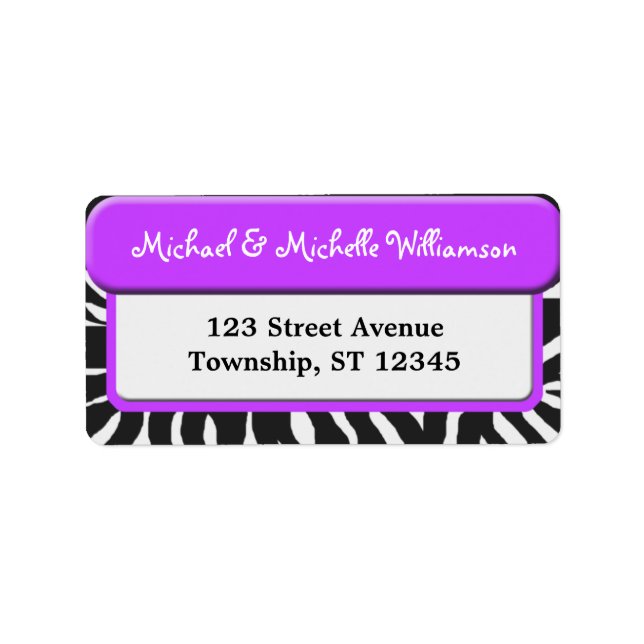 Chic Purple Zebra Print Address Labels (Front)