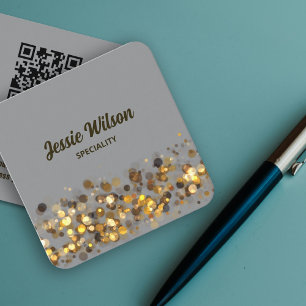Chic QR Code light glitter bling professional  Square Business Card