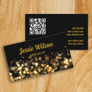 Chic QR Code light glitter professional black Business Card