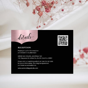 Chic QR Code Metallic Rose Gold Details Wedding Enclosure Card