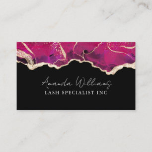 Chic QR Code Pink Black Gold Glitter Marble Business Card