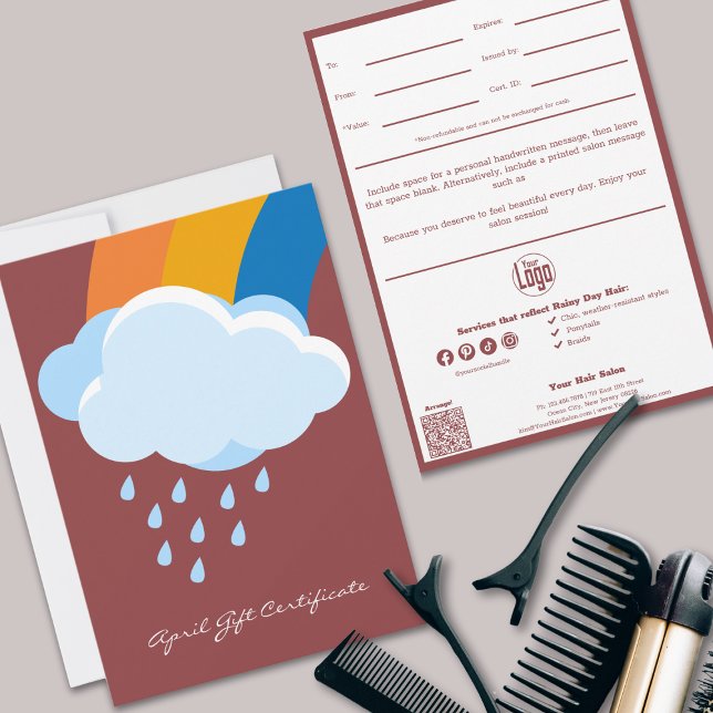 Chic QR Code Services Note April Gift Certificate (Chic QR Code Services Note April Gift Certificate, Rainbow Clouds)
