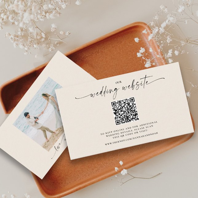 Chic QR Code Wedding Website Photo Enclosure Card (Creator Uploaded)