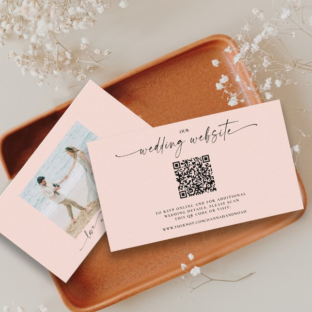 Chic QR Code Wedding Website Photo Response Enclosure Card (Creator Uploaded)