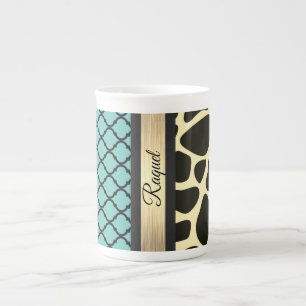 Chic Quartrefoil Giraffe Print Bone China Mug