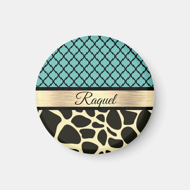Chic Quatrefoil Giraffe Print        Magnet (Front)