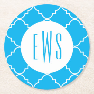 Chic Quatrefoil Monogrammed Paper Coasters