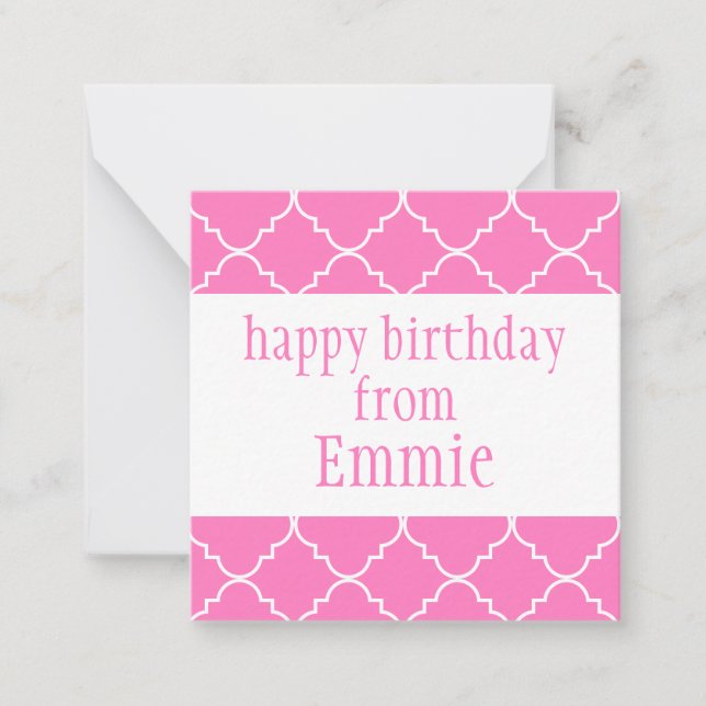 Chic Quatrefoil Personalised Gift Enclosure Cards (Front)