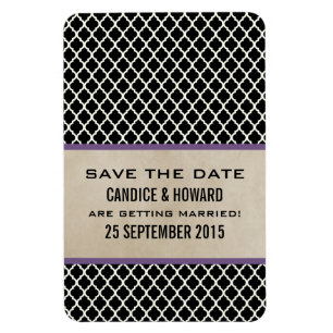Chic Quatrefoil Save the Date Magnet, Purple Magnet