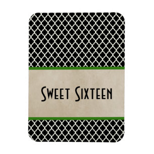 Chic Quatrefoil Sweet 16 Magnet, Green Magnet