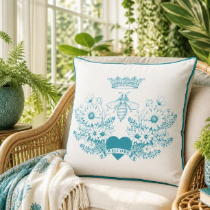 Chic Queen Bee Crown Bee Throw Pillow