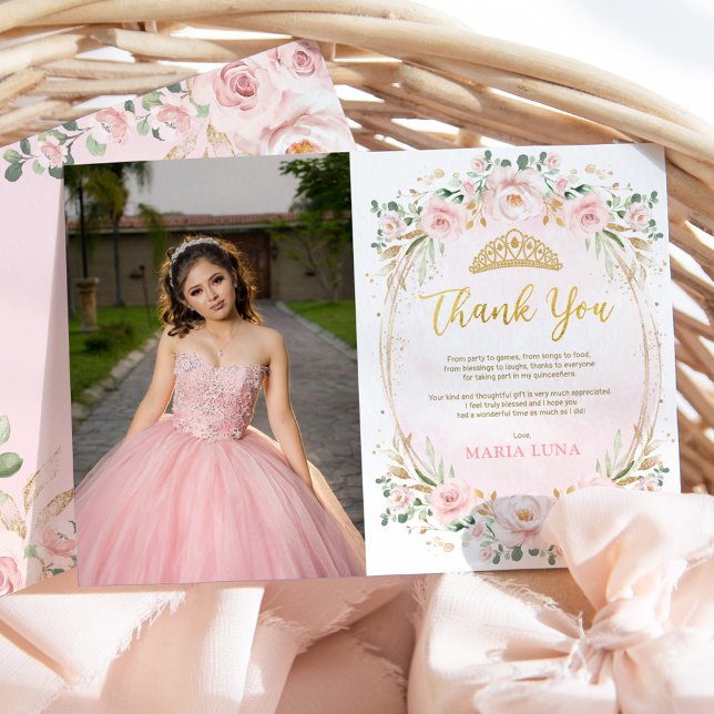 Chic Quinceañera 15th Birthday Thank You Card (Creator Uploaded)