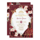 Chic Quinceañera Burgundy Blush Floral Butterfly