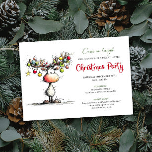 Chic quirky reindeer Christmas party invitation