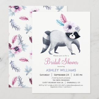 Chic Racoon Bridal Shower Invitation