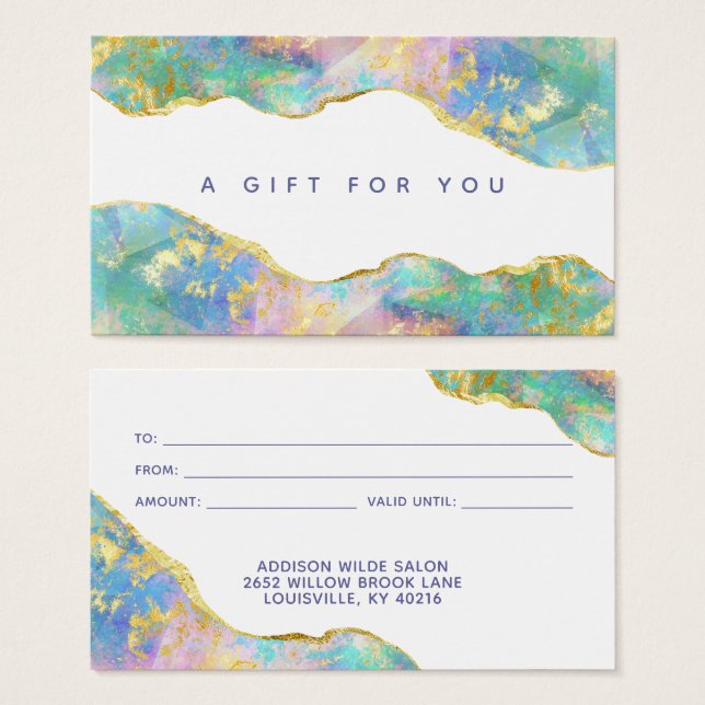 Chic Rainbow Fire Opal Business Gift Card (Front & Back)