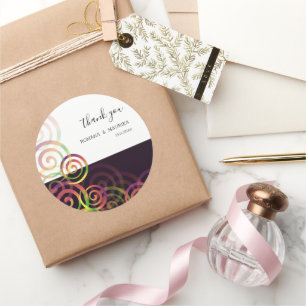 Chic Rainbow Spirals On Deep Purple Classic Round Sticker