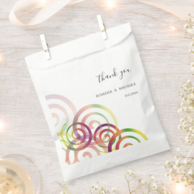 Chic Rainbow Spirals Personalised Favour Bags (Clipped)