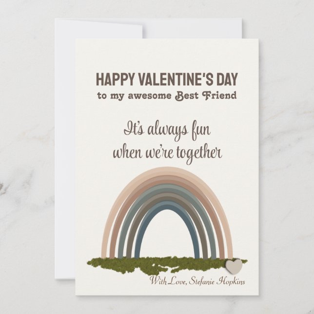 Chic Rainbow Valentine's Day Card for Best Friend (Front)