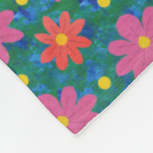 Chic Rangoli Flowers and Polka Dot Fleece Blanket