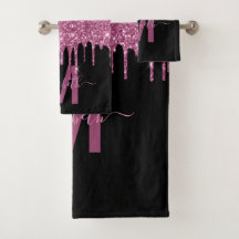 Chic Raspberry Dripping Glitter Monogram Name