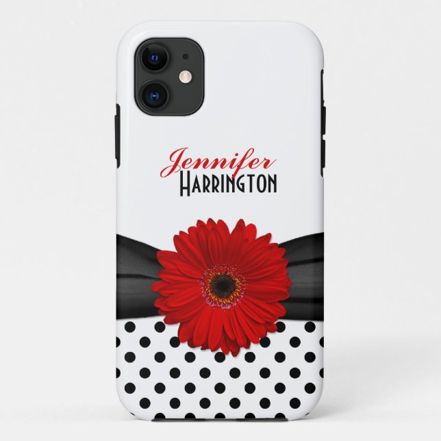 Chic Re Gerbera Daisy Polka Dot Case-Mate iPhone Case (Back)