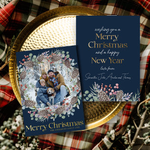 Chic  Real Gold & Botanical Merry Christmas