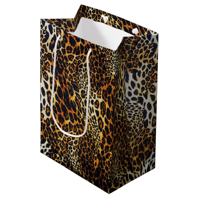 Chic Realistic Jaguar Pattern WhimsicalArtwork™ Medium Gift Bag (Front Angled)
