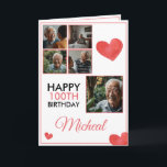 Chic Red 5 Photo Collage 100th Birthday Card<br><div class="desc">A wonderfully arranged collage with 5 photos,  capturing cherished moments for a memorable 100th birthday celebration.</div>