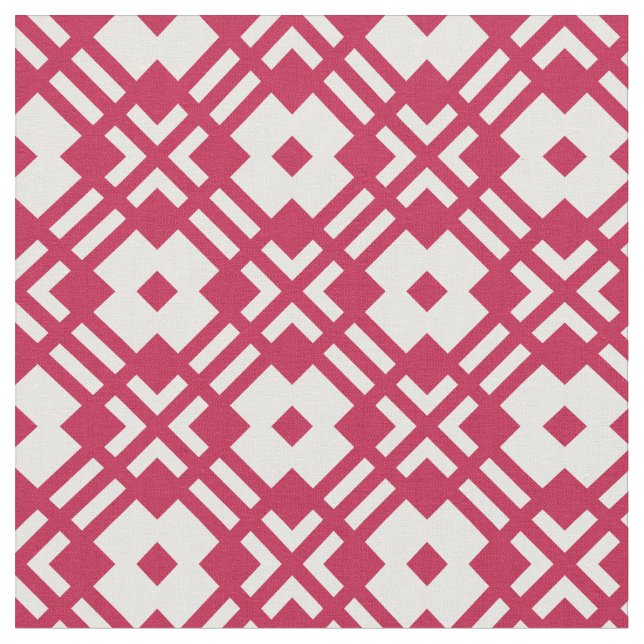 Chic red and white abstract geometric pattern fabric (Close Up)